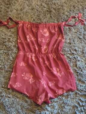 Pink Floral Off-Shoulder Romper